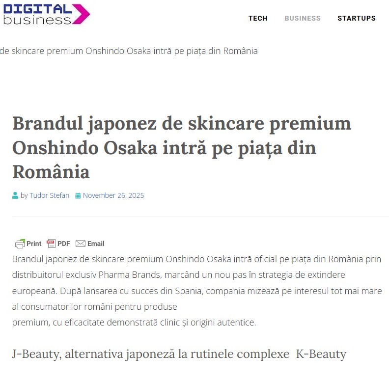 12. Publicație business – Digital Business – Lansarea Onshindo Osaka