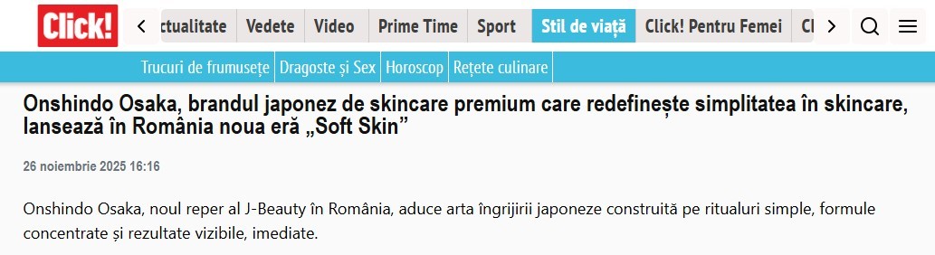 20.Apariție în presa populară – Click! – Lansarea Soft Skin Onshindo Osaka