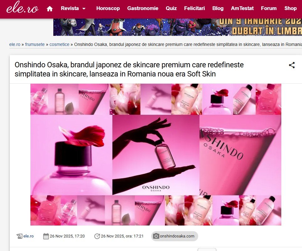 21.Publicație beauty – Ele.ro – Onshindo Osaka Soft Skin