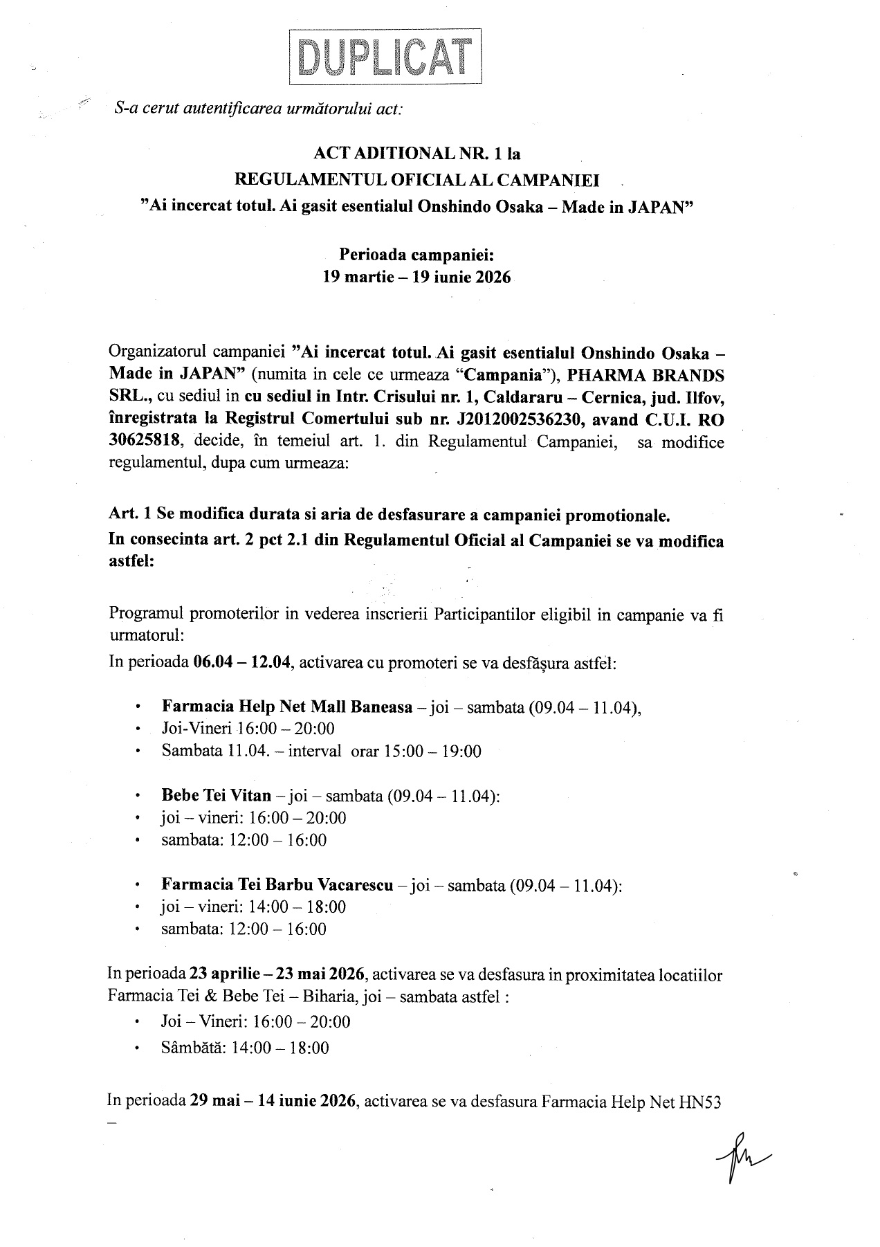 Act Adițional nr.1 - campanie Onshindo Osaka_8.04